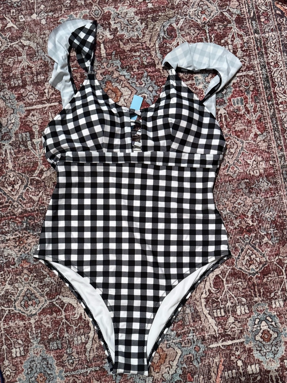 Black and White Gingham One-Piece Swimsuit